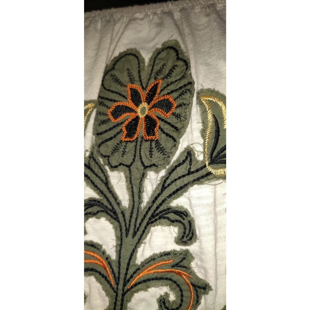 Democracy Peasant Top Sz L Boho Gypsy Off White Beige Flutter Sleeve Runs Small - Picture 7 of 16